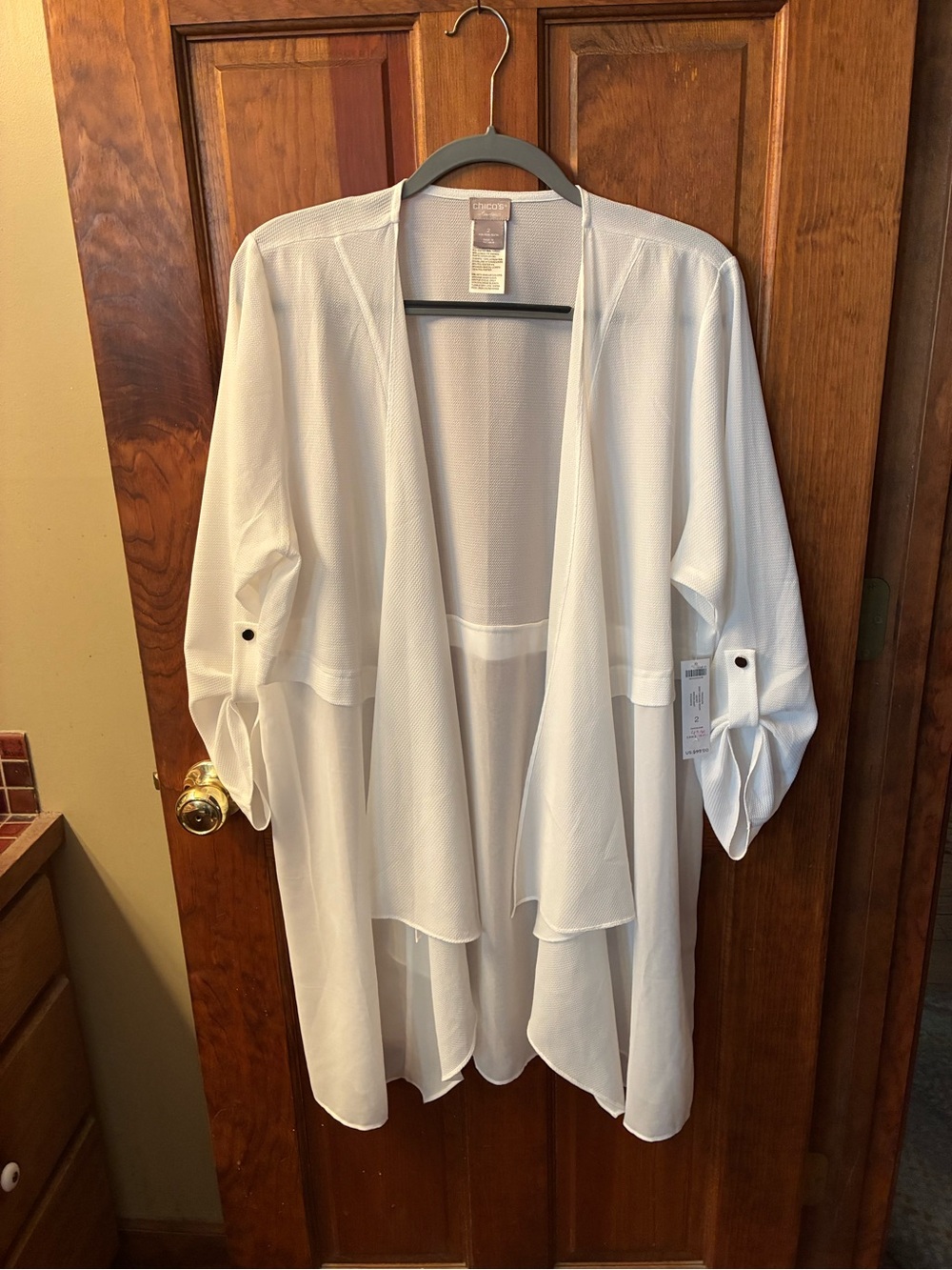 Chico Travelers, NEW WITH TAGS, Easy Cascade open front flowing drape jacket.